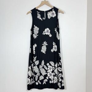 Vintage Peppermint Bay Womens Dress M Black Floral Pineapple Sequins 90s Y2K